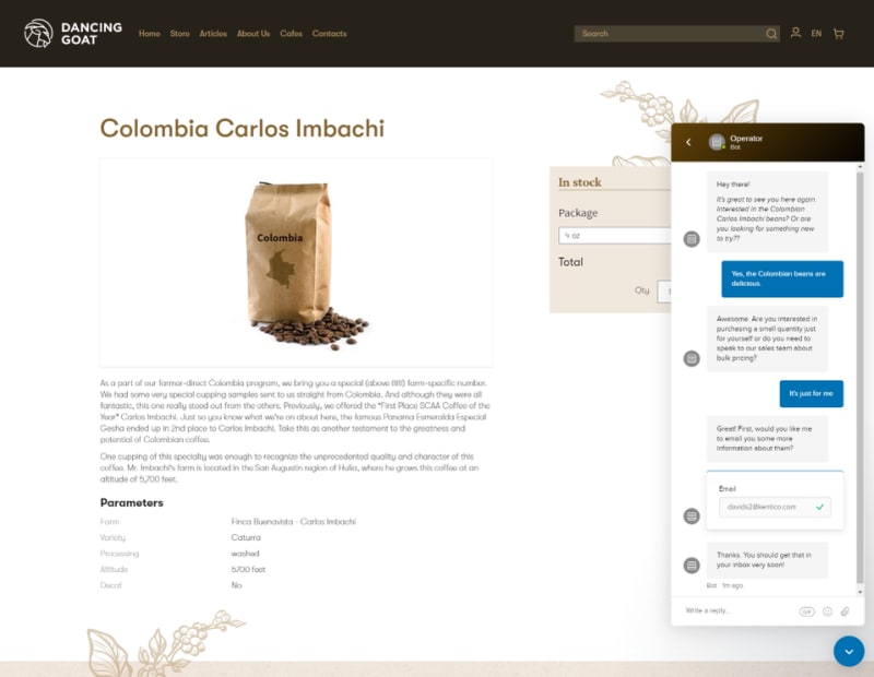 Chatbot integrated with marketing automation